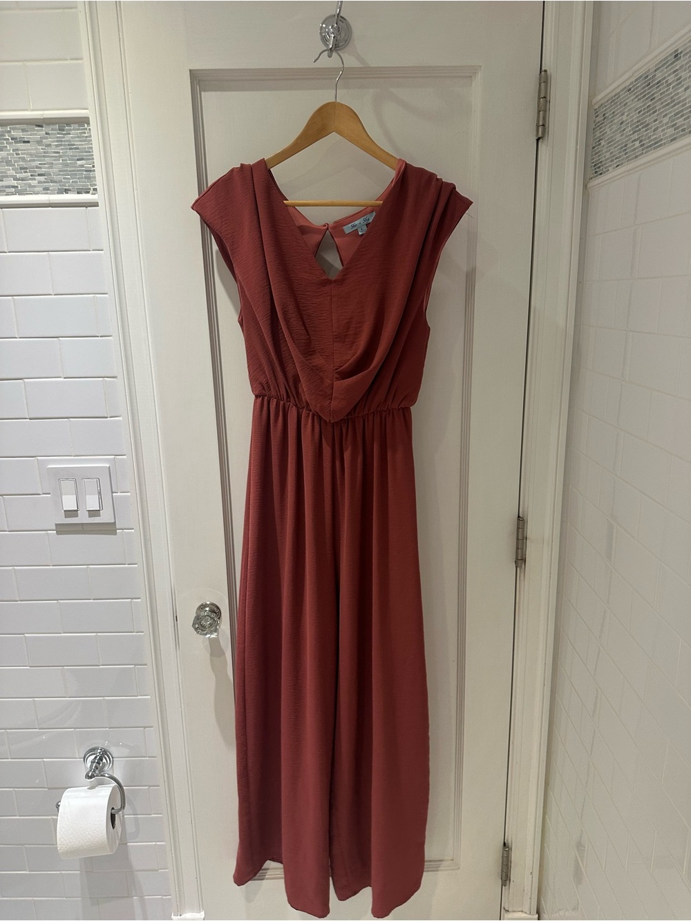 Women's Draped Jumpsuit in Dusty Rose